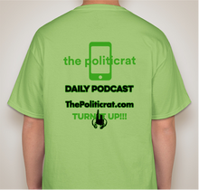 Load image into Gallery viewer, The Politicrat Daily Podcast Electric Soundwave Series lime green unisex t-shirt
