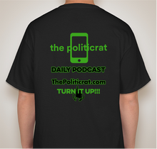 Load image into Gallery viewer, The Politicrat Daily Podcast Electric Soundwave Series black unisex t-shirt