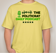 Load image into Gallery viewer, The Politicrat Daily Podcast Electric Soundwave Series yellow unisex t-shirt