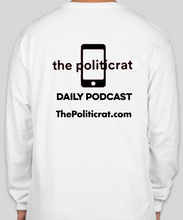 Load image into Gallery viewer, The Politicrat Daily Podcast BLACK. sweatshirt (white)