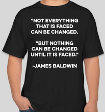 Load image into Gallery viewer, The Politicrat Daily Podcast Brother James Baldwin black unisex t-shirt