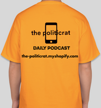 Load image into Gallery viewer, The Politicrat Daily Podcast Afro Black Woman unisex t-shirt in gold