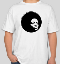 Load image into Gallery viewer, The Politicrat Daily Podcast Afro Black Woman unisex t-shirt in white