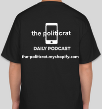 Load image into Gallery viewer, The Politicrat Daily Podcast Afro Black Woman unisex t-shirt in Black