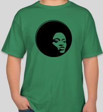 Load image into Gallery viewer, The Politicrat Daily Podcast Afro Black Woman unisex t-shirt in green