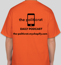 Load image into Gallery viewer, The Politicrat Daily Podcast Afro Black Woman unisex t-shirt in orange