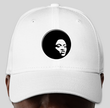 Load image into Gallery viewer, The Politicrat Daily Podcast Afro Black Woman White New Era 9FORTY Adjustable Hat