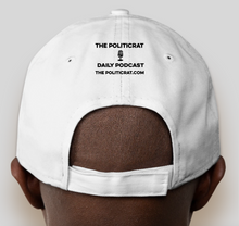 Load image into Gallery viewer, The Politicrat Daily Podcast Afro Black Woman White New Era 9FORTY Adjustable Hat