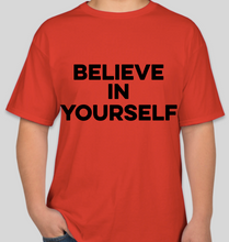 Load image into Gallery viewer, The Politicrat Daily Podcast Believe In Yourself red unisex t-shirt
