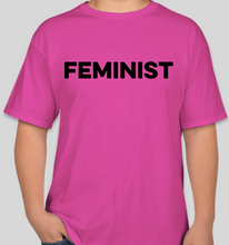 Load image into Gallery viewer, The Politicrat Daily Podcast Feminist pink t-shirt