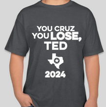 Load image into Gallery viewer, The Politicrat Daily Podcast Cruz Lose charcoal unisex t-shirt