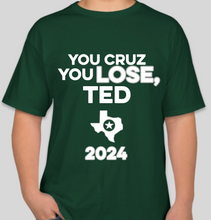Load image into Gallery viewer, The Politicrat Daily Podcast Cruz Lose forest green unisex t-shirt