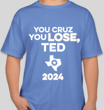 Load image into Gallery viewer, The Politicrat Daily Podcast Cruz Lose Carolina blue unisex t-shirt