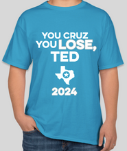Load image into Gallery viewer, The Politicrat Daily Podcast Cruz Lose teal unisex t-shirt