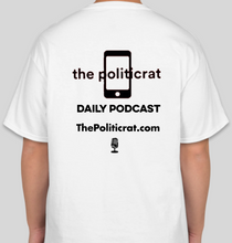 Load image into Gallery viewer, The Politicrat Daily Podcast Reparations Now! white unisex t-shirt