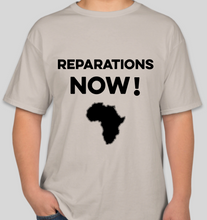 Load image into Gallery viewer, The Politicrat Daily Podcast Reparations Now! sand unisex t-shirt