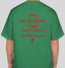 Load image into Gallery viewer, The Politicrat Daily Podcast Reparations Now! green/red unisex t-shirt