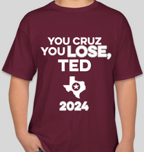 Load image into Gallery viewer, The Politicrat Daily Podcast Cruz Lose maroon unisex t-shirt