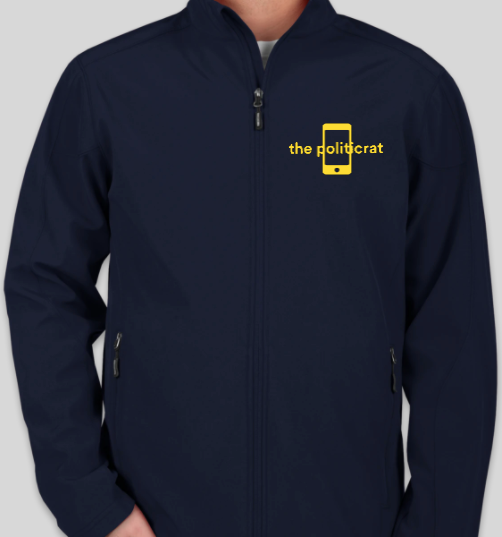 The Politicrat Daily Podcast Embroidered Logo Core 365 Fleece Lined Soft Shell Navy Jacket