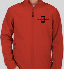 Load image into Gallery viewer, The Politicrat Daily Podcast Embroidered Logo Core 365 Fleece Lined Soft Shell Red Jacket