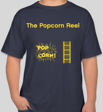 Load image into Gallery viewer, The Popcorn Reel Film Series navy t-shirt