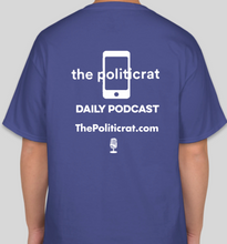 Load image into Gallery viewer, The Politicrat Daily Podcast "Soothing Sounds And Sensations" deep royal blue unisex t-shirt