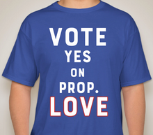 Load image into Gallery viewer, The Politicrat Daily Podcast Vote Love blue bell breeze unisex t-shirt