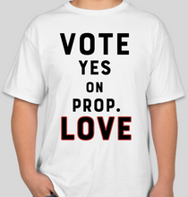 Load image into Gallery viewer, The Politicrat Daily Podcast Vote Love white unisex t-shirt