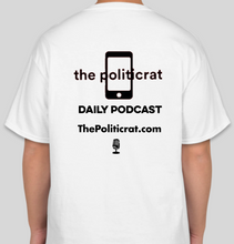 Load image into Gallery viewer, The Politicrat Daily Podcast Vote Love white unisex t-shirt