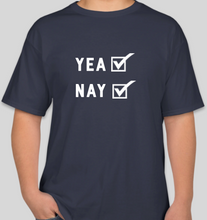 Load image into Gallery viewer, The Politicrat Daily Podcast Vote Yea Nay navy unisex t-shirt