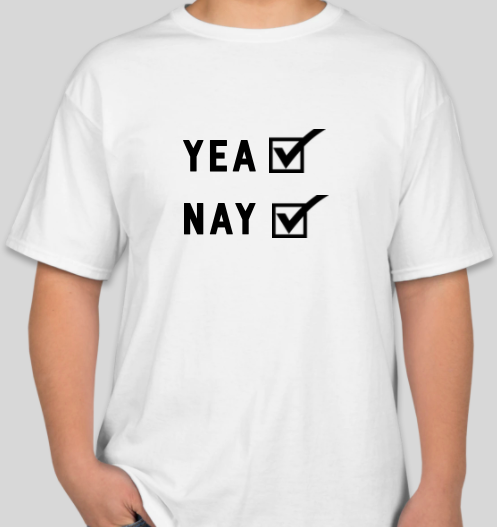 The Politicrat Daily Podcast Vote Yea Nay white unisex t-shirt