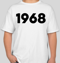 Load image into Gallery viewer, The Politicrat Daily Podcast 1968 white unisex t-shirt