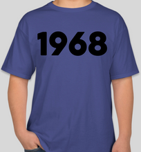 Load image into Gallery viewer, The Politicrat Daily Podcast 1968 deep royal blue unisex t-shirt