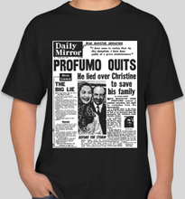 Load image into Gallery viewer, The Politicrat Daily Podcast Daily Mirror John Profumo Quits 1963 unisex t-shirt