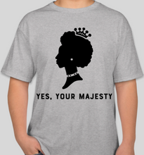 Load image into Gallery viewer, The Politicrat Daily Podcast Yes, Your Majesty ash unisex t-shirt