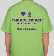Load image into Gallery viewer, The Politicrat Daily Podcast Love In Retro lime/purple unisex t-shirt