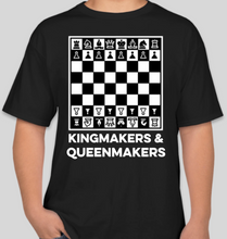 Load image into Gallery viewer, The Politicrat Daily Podcast Kingmakers &amp; Queenmakers chessboard black unisex t-shirt
