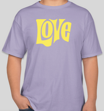Load image into Gallery viewer, The Politicrat Daily Podcast Love In Retro lavender/lemon unisex t-shirt