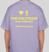 Load image into Gallery viewer, The Politicrat Daily Podcast Love In Retro lavender/lemon unisex t-shirt