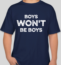 Load image into Gallery viewer, The Politicrat Daily Podcast Boys Won't Be Boys athletic navy unisex t-shirt