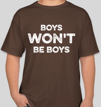 Load image into Gallery viewer, The Politicrat Daily Podcast Boys Won't Be Boys brown unisex t-shirt