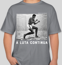 Load image into Gallery viewer, The Politicrat Daily Podcast A Luta Continua Series Muhammad Ali graphite t-shirt