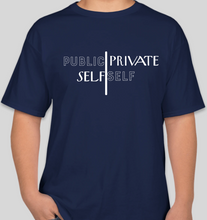 Load image into Gallery viewer, The Politicrat Daily Podcast Public Self/Private Self navy unisex t-shirt
