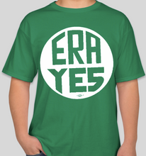 Load image into Gallery viewer, The Politicrat Daily Podcast ERA YES inverse color original logo unisex green t-shirt