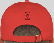 Load image into Gallery viewer, The Politicrat Daily Podcast official embroidered bio-washed baseball hat (red)