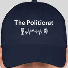 Load image into Gallery viewer, The Politicrat Daily Podcast official embroidered bio-washed baseball hat (navy)