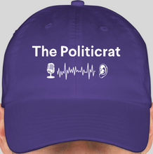 Load image into Gallery viewer, The Politicrat Daily Podcast official embroidered bio-washed baseball hat (purple)