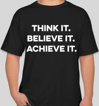 Load image into Gallery viewer, Think It Believe It Achieve It (TIBIA) black unisex t-shirt