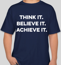 Load image into Gallery viewer, Think It Believe It Achieve It (TIBIA) navy unisex t-shirt
