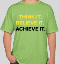 Load image into Gallery viewer, Think It Believe It Achieve It (TIBIA) lime unisex t-shirt